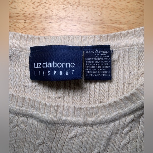 Vintage Beige Cableknit Detail Sweater Vest Size Large - Picture 7 of 9